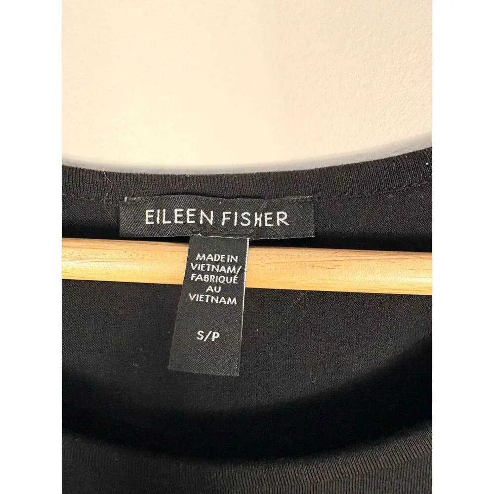 Eileen Fisher Stretch Jersey T-Shirt Dress Black Women Small Minimalist Capsule
